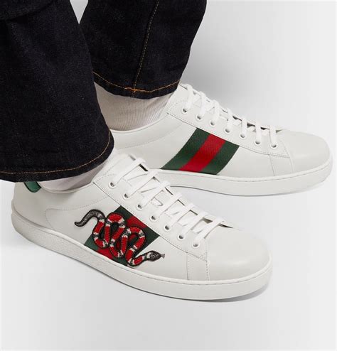 gucci men white snakeskin|gucci ace watersnake trim.